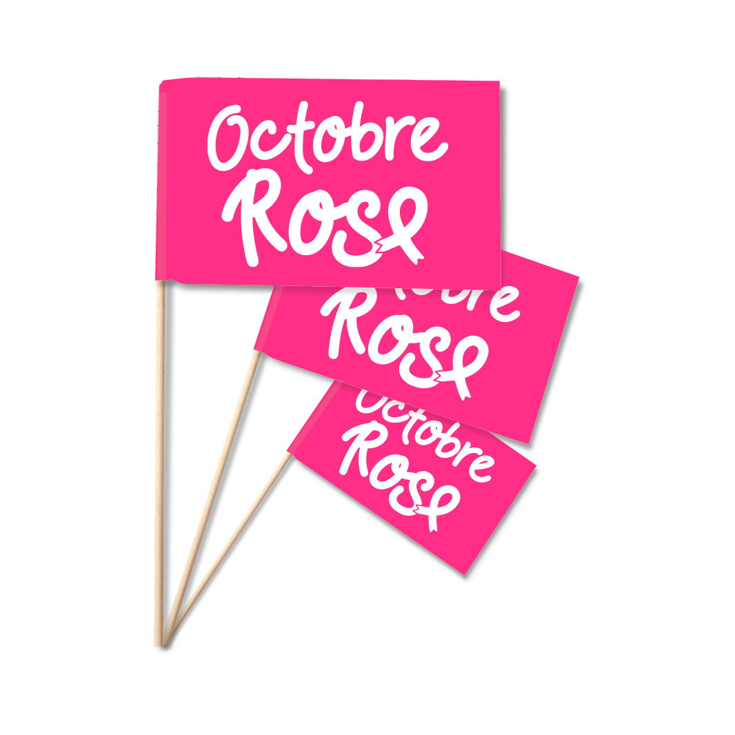 Drapeau Octobre Rose à main 20 x 30 cm