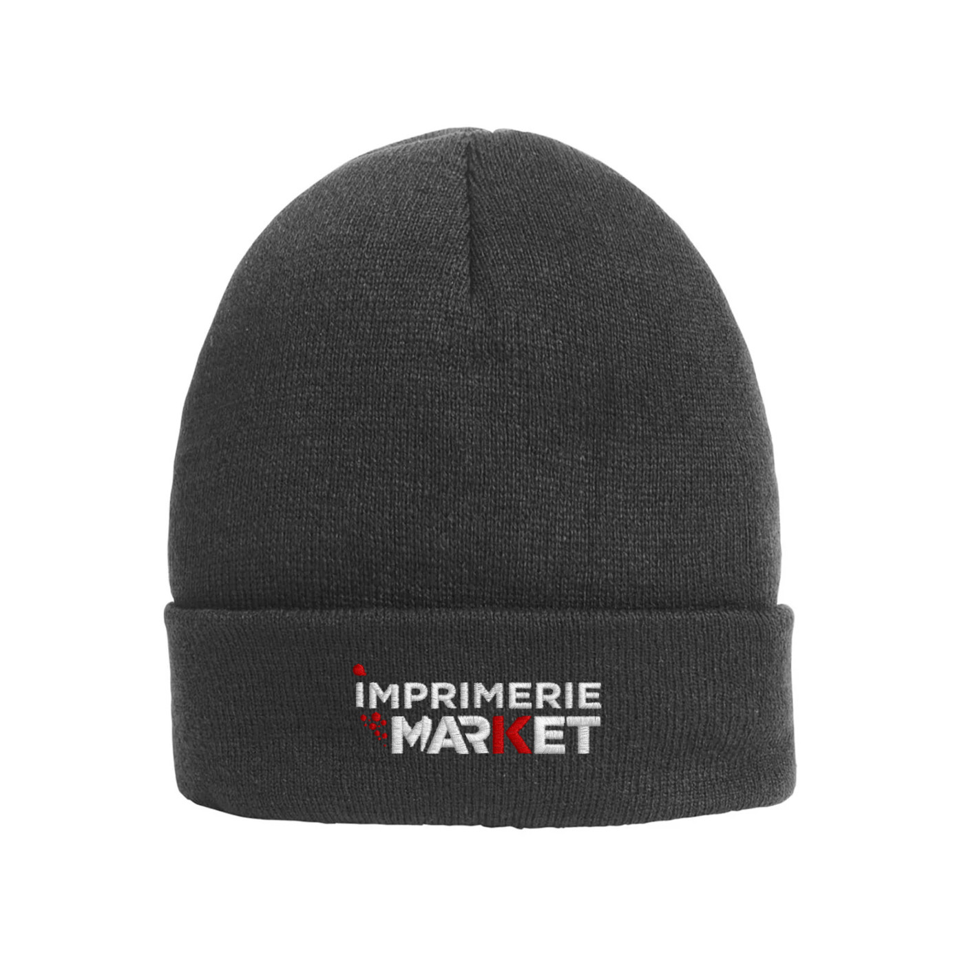 Bonnet Gris foncé à revers personnalisé