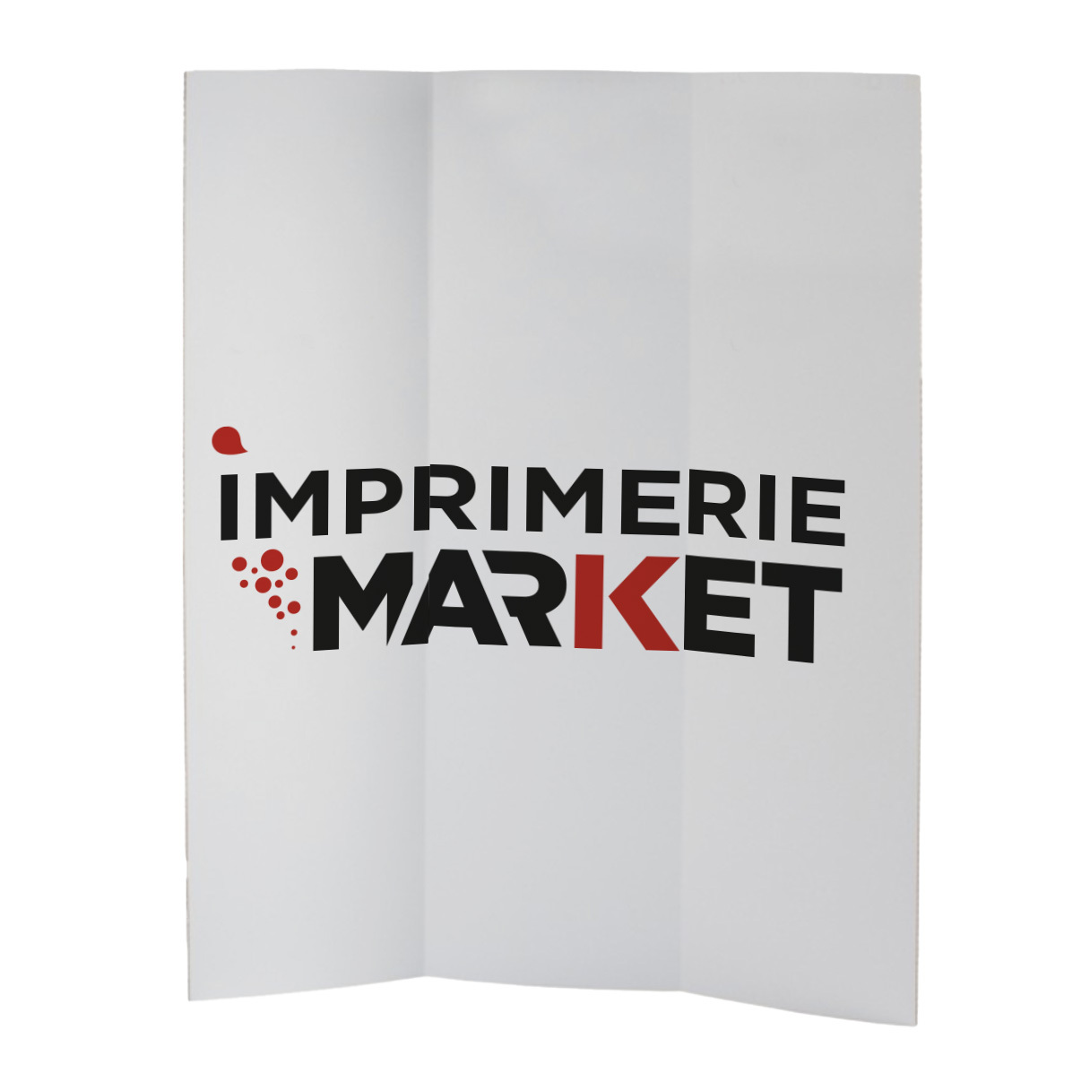 Paravent en carton personnalisé Paravent 3 pans Matériau : Carton alvéolaire blanc 10m Couleurs : CMJN (quadrichromie) sur 1 face Dimensions : 120 x 150 cm