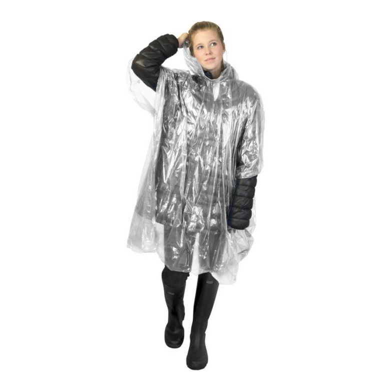 Poncho jetable pour la pluie avec pochette de rangement personnalisée