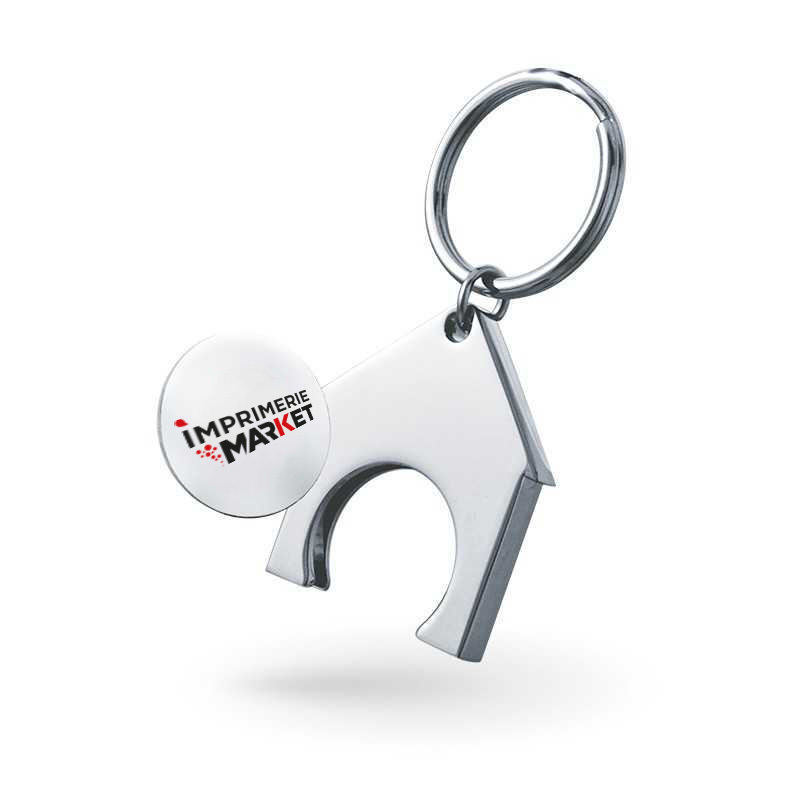 Porte-jeton métal publicitaire personnalisable en forme de maison