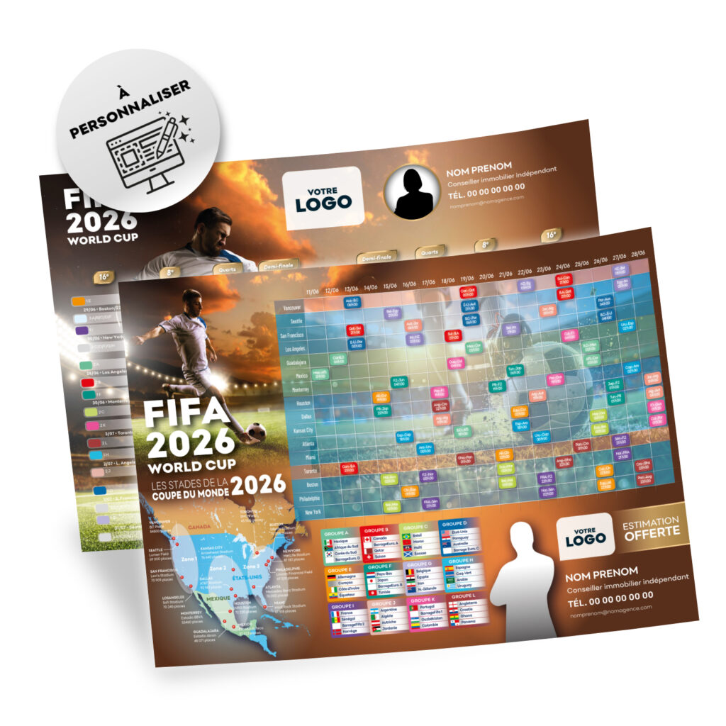 Calendrier Coupe du Monde 2026 personnalisé avec logo