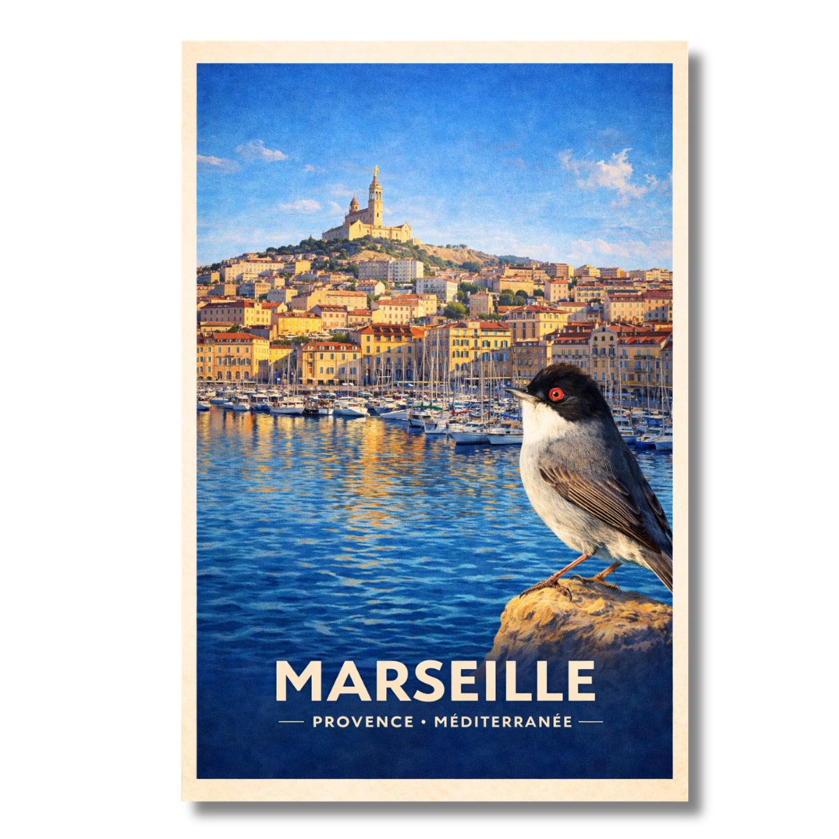 Affiche MARSEILLE Provence | Vieux-Port & Notre-Dame-de-la-Garde