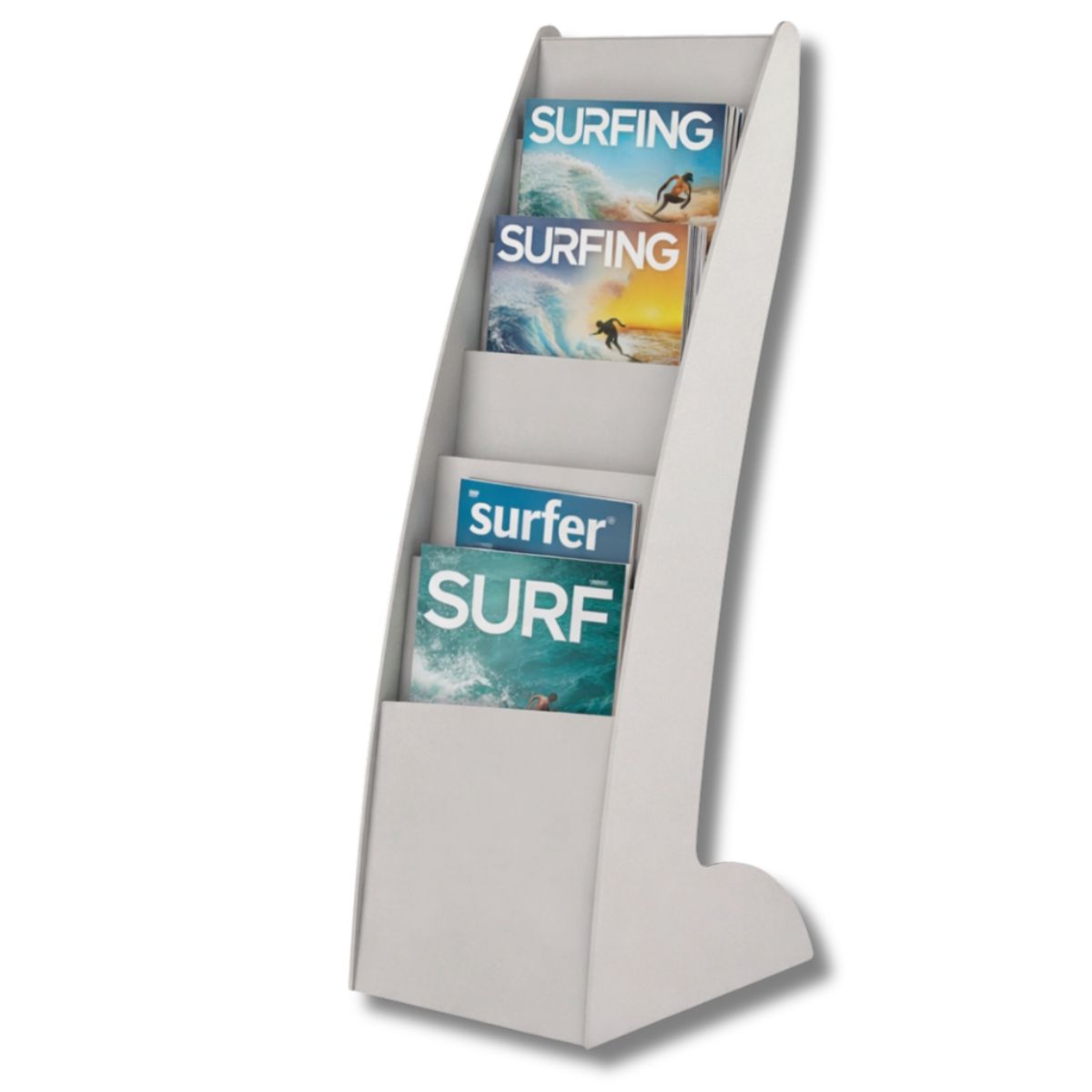 Optimisez votre accueil avec le porte-brochures A4 6CASGR. Présentoir sur pied 6 cases grande capacité, robuste et élégant. Livré monté. Idéal salons et bureaux.