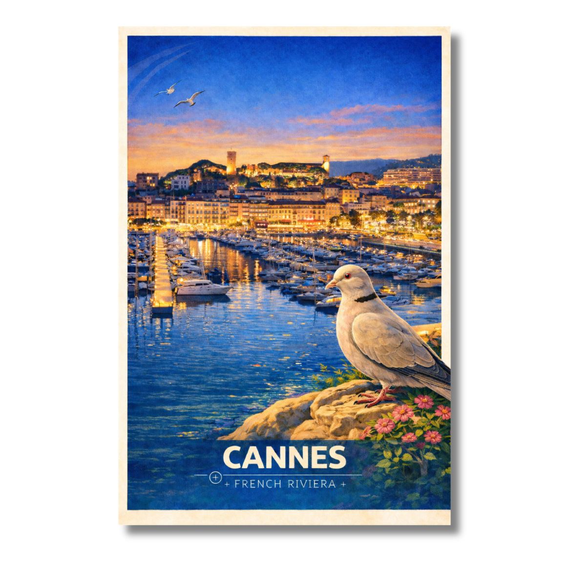 Affiche CANNES – French Riviera : L’Éclat Doré du Port et de la Méditerranée sur vos Murs