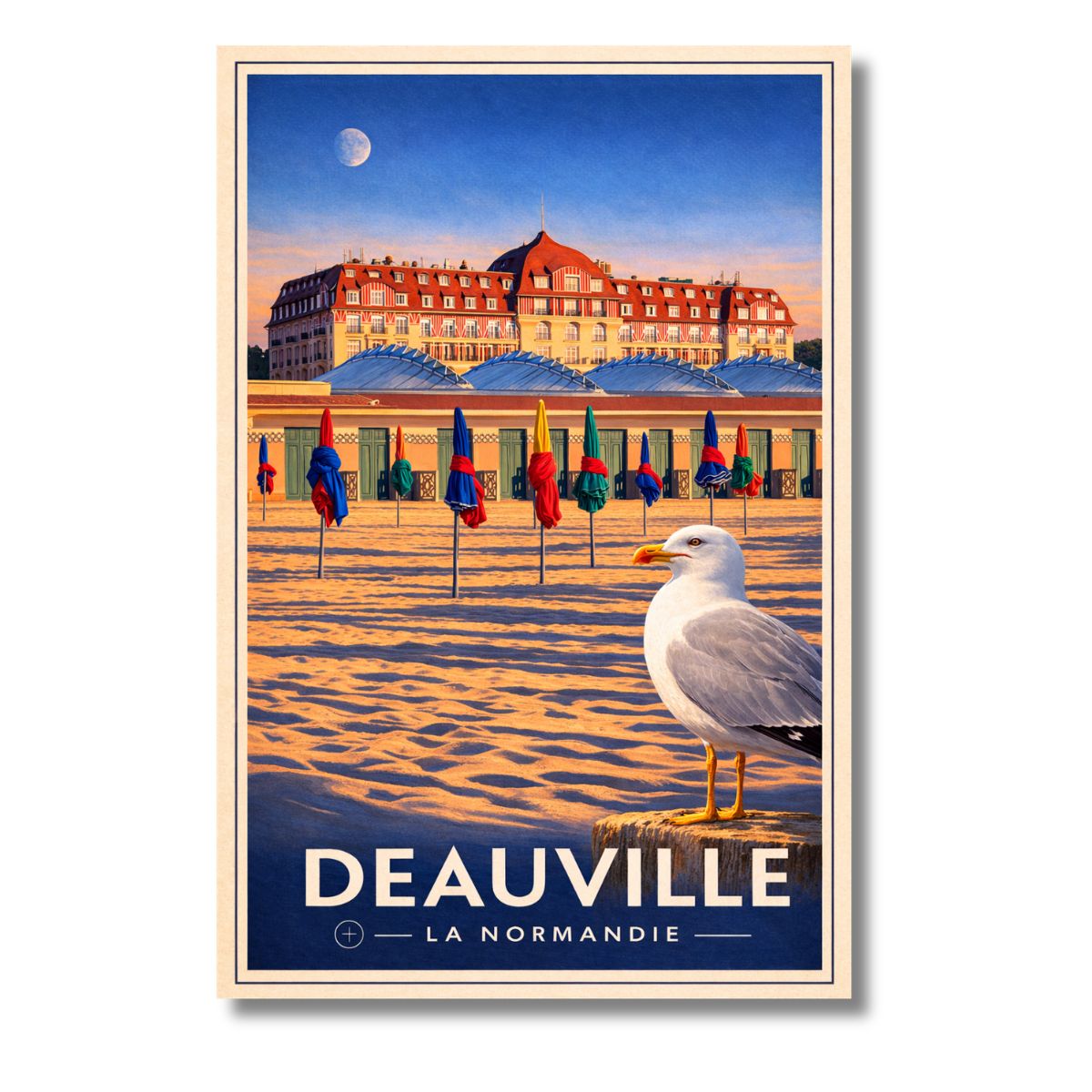 Affiche DEAUVILLE Normandie | Poster Vintage Plage & Hôtel | Pro