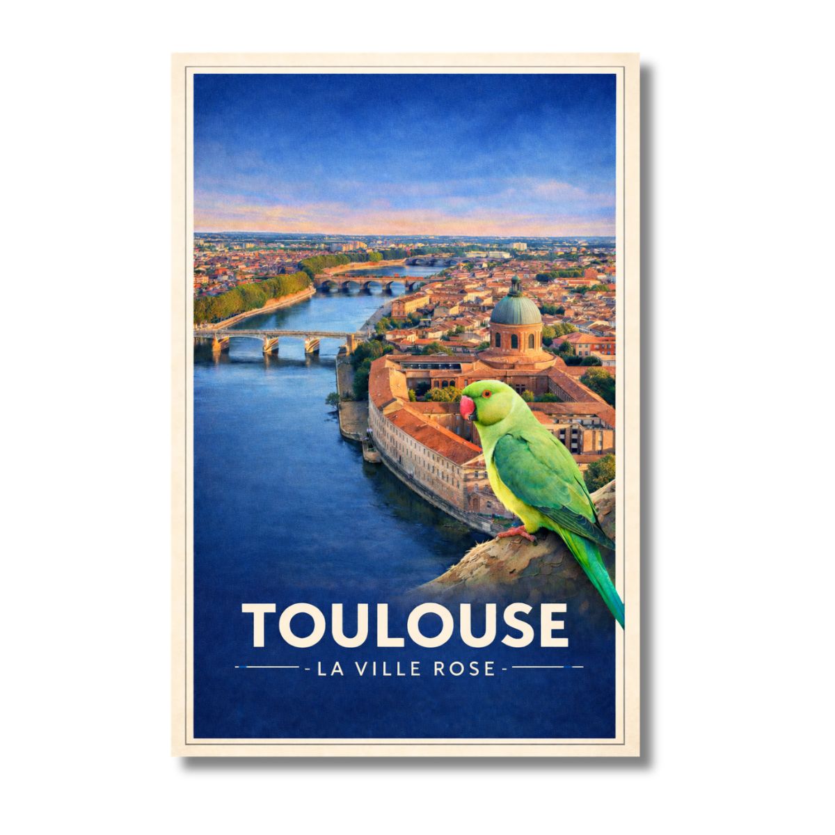 Affiche TOULOUSE Ville Rose | Vue Garonne & La Grave | Vintage Pro